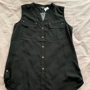 Premise Studio Black Button-Up Blouse